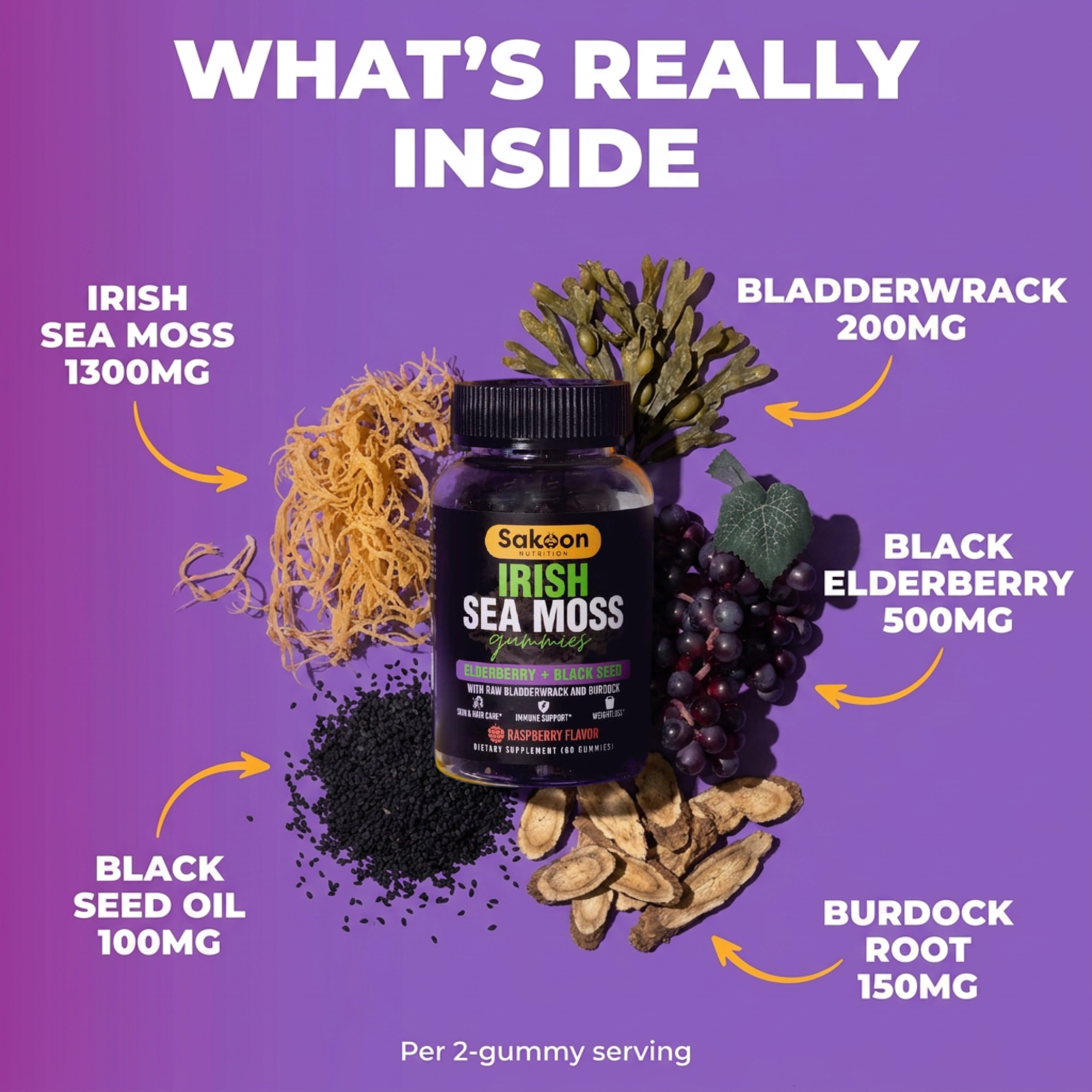Irish Sea Moss Gummies With Elderberry & Black Seed Oil