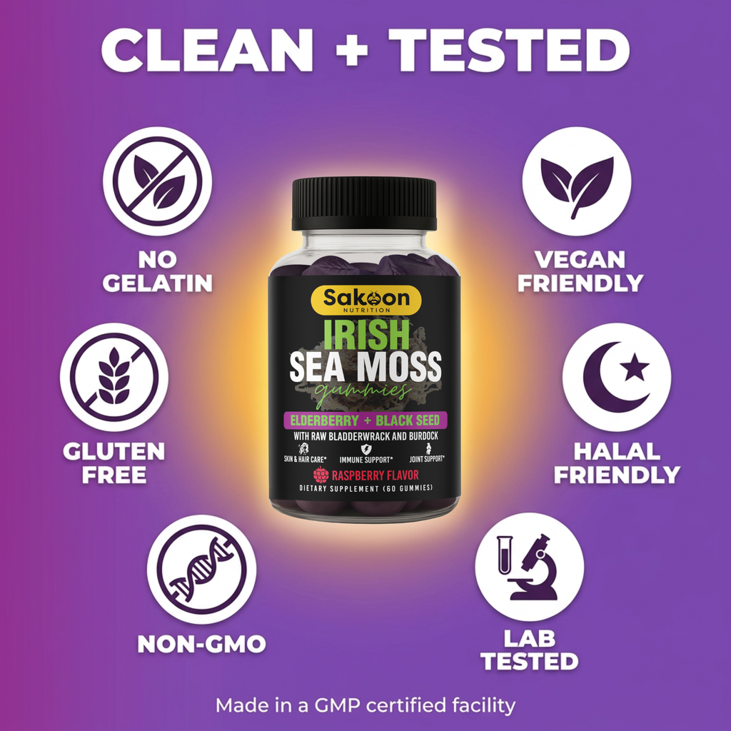 Irish Sea Moss Gummies With Elderberry & Black Seed Oil