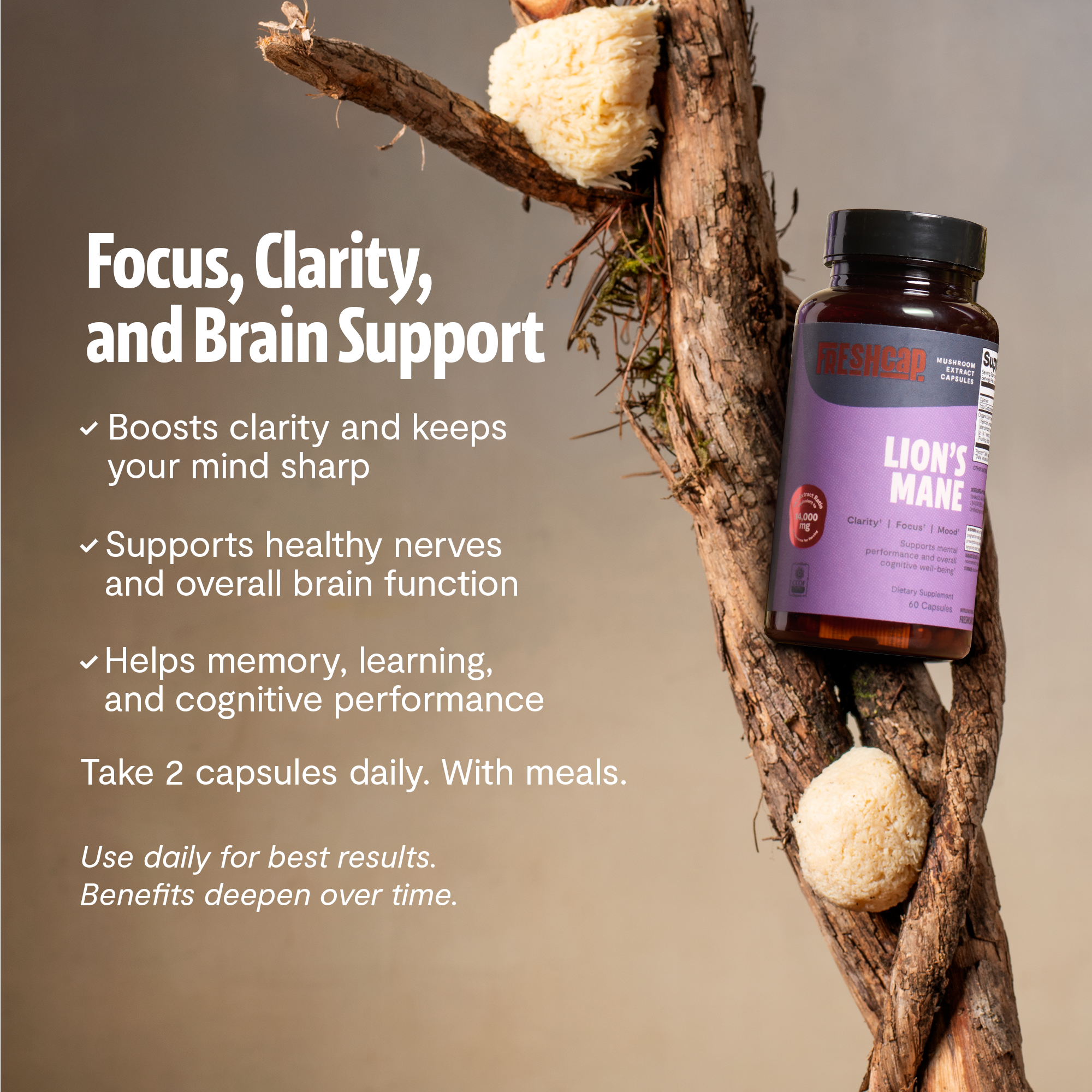 Organic Lion's Mane Capsules | FreshCap Mushrooms