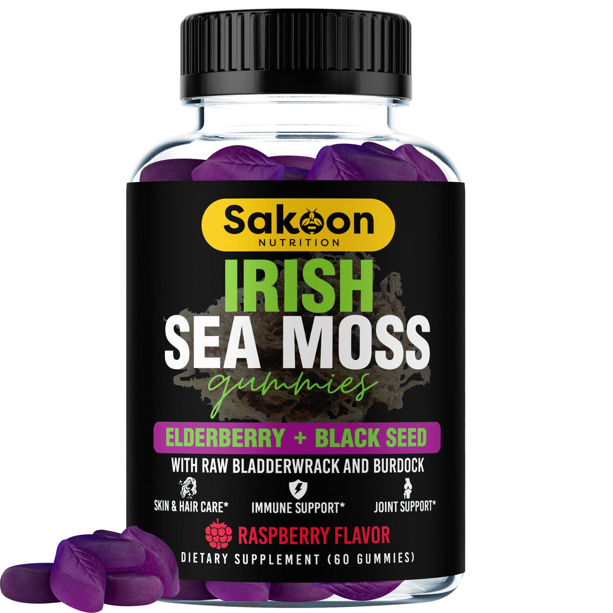 Irish Sea Moss Gummies With Elderberry & Black Seed Oil