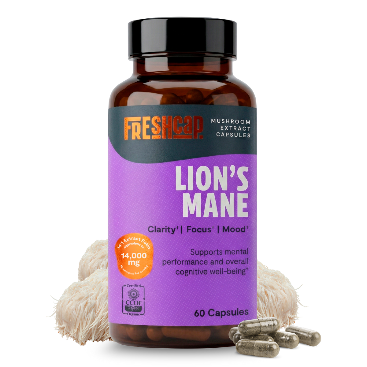 Organic Lion's Mane Capsules | FreshCap Mushrooms